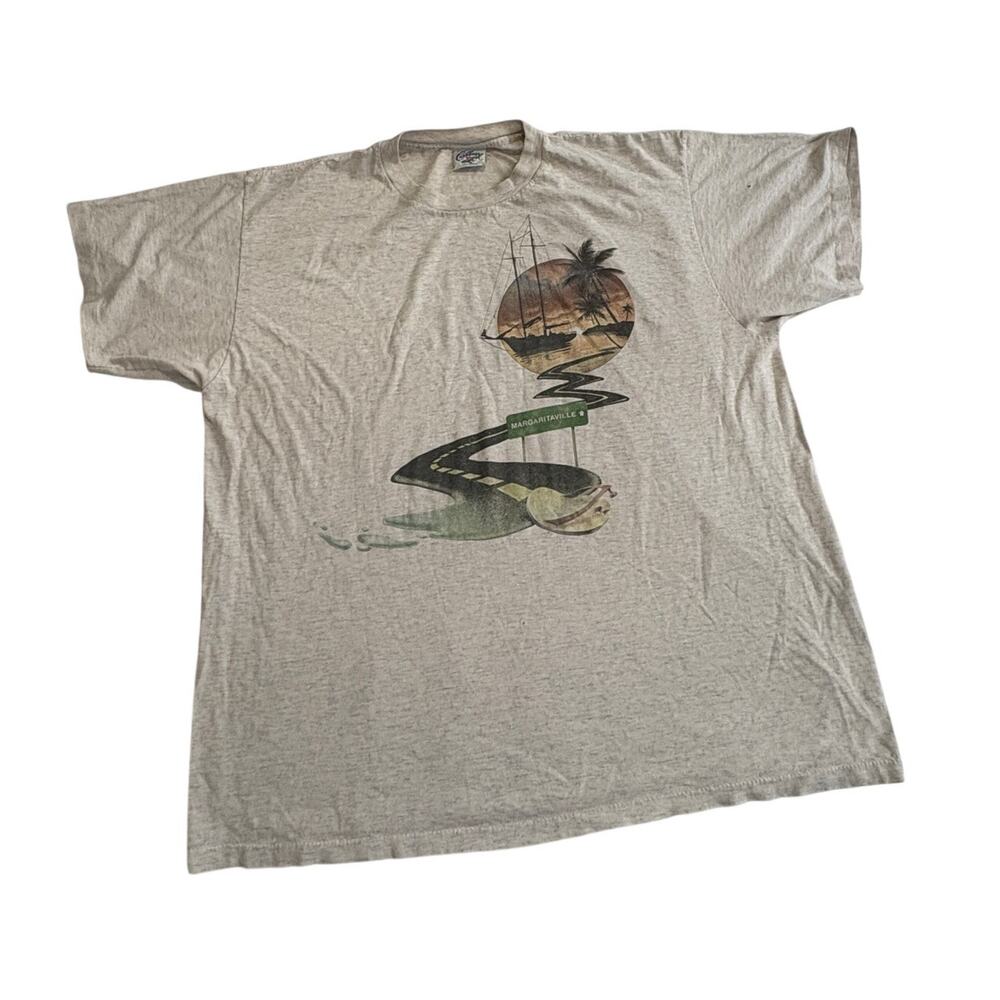 Vintage Margaritaville T-Shirt Mens XXL Caribbean Soul Woman To Blame Gray Faded